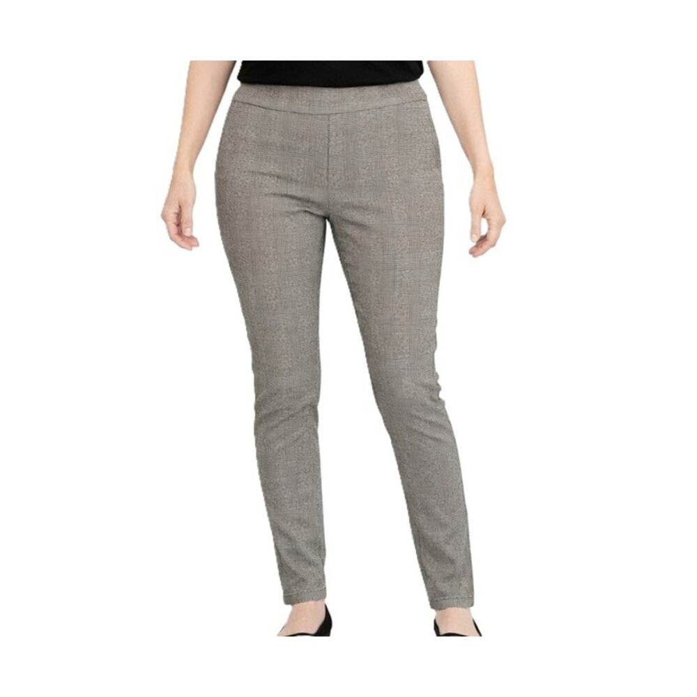 Style Co Pants Womens Size M Black White Check Pull On Mid Rise Stretch Career